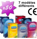 Lot de 50 pr&eacute;servatifs DUREX MIX - 10 mod&egrave;les diff&eacute;rents
