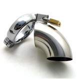 Cage de chastet&eacute; en inox incurv&eacute; + cadenas pour testicules