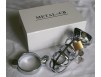 Cage de chasteté en inox incurvée et ajourée + cadenas pour anneau testicules