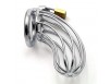 Cage de chasteté en tubulaire inox + cadenas pour anneau testicules