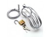 Cage de chasteté en tubulaire inox + cadenas pour anneau testicules