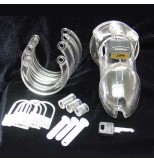 Cage de chastet&eacute; en Polycarbonate + cadenas pour anneau testicules / type : CB6000