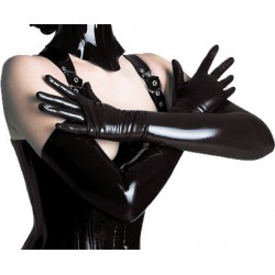 Gants longs en vinyle brillant - imitation latex