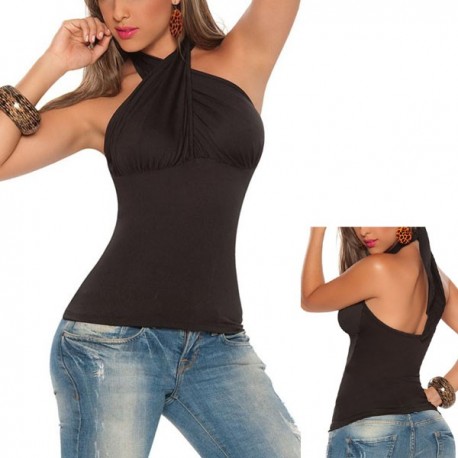 Top moulant noir croisé
