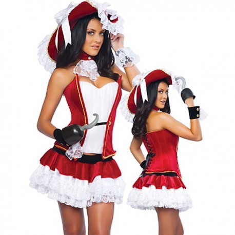 Costume Déguisement de pirate rouge femme sexy !