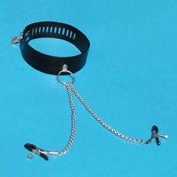 Collier style cuir + pince à tétons ! Collier style cuir + pince à tétons !