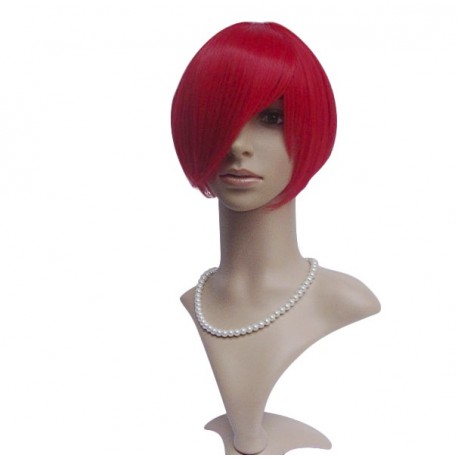 [Discontinued] Perruque sexy : Coupe carré rouge avec frange