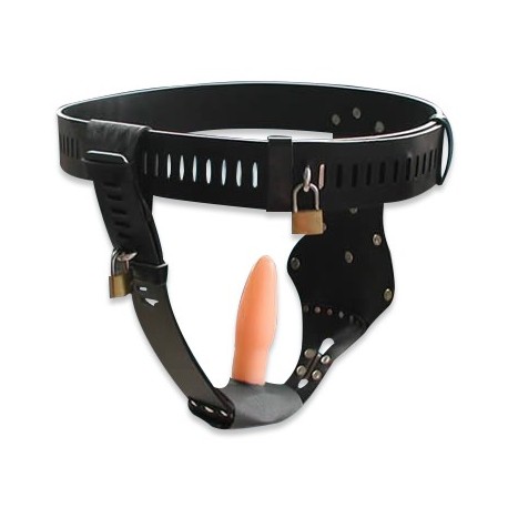 Ceinture de chasteté pour femme : Gode anal & vaginal vibrant