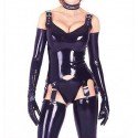 *** DISCONTINUED *** Ensemble Latex Fetish : Débardeur, Porte-Jarretelles, Gants, Bas, String
