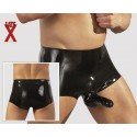 Slip Boxer Homme - Latex Noir Gaine pour pénis - Male Pants With Sheath