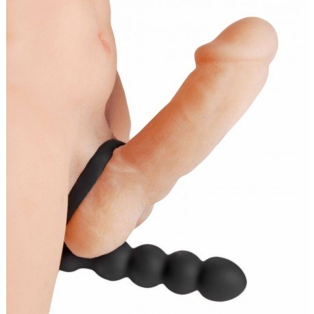 CockRing avec gode double pénétration vibrant