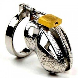 The Cobra - Cage de chasteté métal peau de serpent The Cobra - Cage de chasteté métal peau de serpent