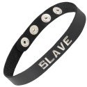 Collier ras du cou bondage en cuir : "Slave" argenté