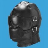 Cagoule intégrale style cuir : Masque et muselière détachable