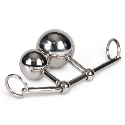 Crochet anal et vaginal SM & shibari en métal à deux boules