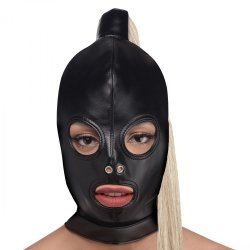 Cagoule SM avec queue de cheval blonde - bondage SM Cagoule SM avec queue de cheval blonde - bondage SM