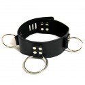 Le basique : Collier ras du cou en cuir simple 3 anneaux verrouillable