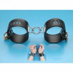 Menottes en cuir réglables, verrouillable cadenas Menottes en cuir réglables, verrouillable cadenas