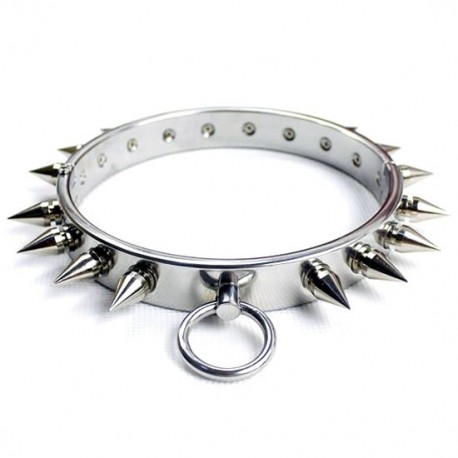 Collier de chien méchant en métal à piques, gothique