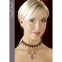 Collier de perles rouges et grises glamour