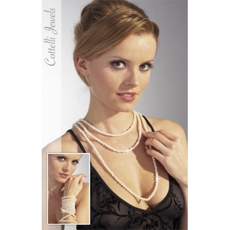 Collier de perles blanches sexy : 2,2 mètres